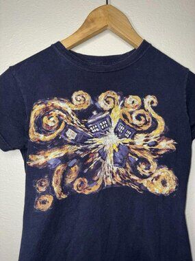 Doctor Who TARDIS Van Gogh Graphic Navy Short Sleeve...